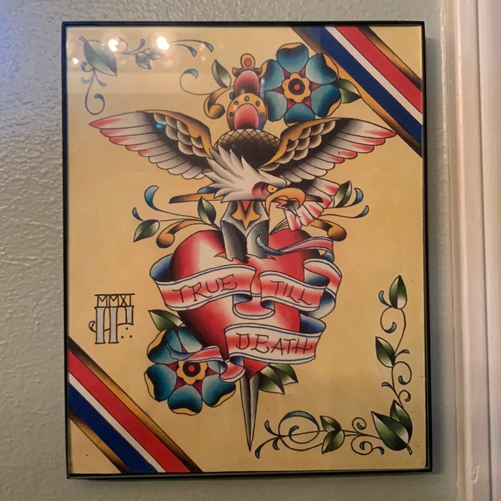 Tattoo Artwork True Till Death Eagle Heart Design Art Print 10x8 - Picture 5 of 5